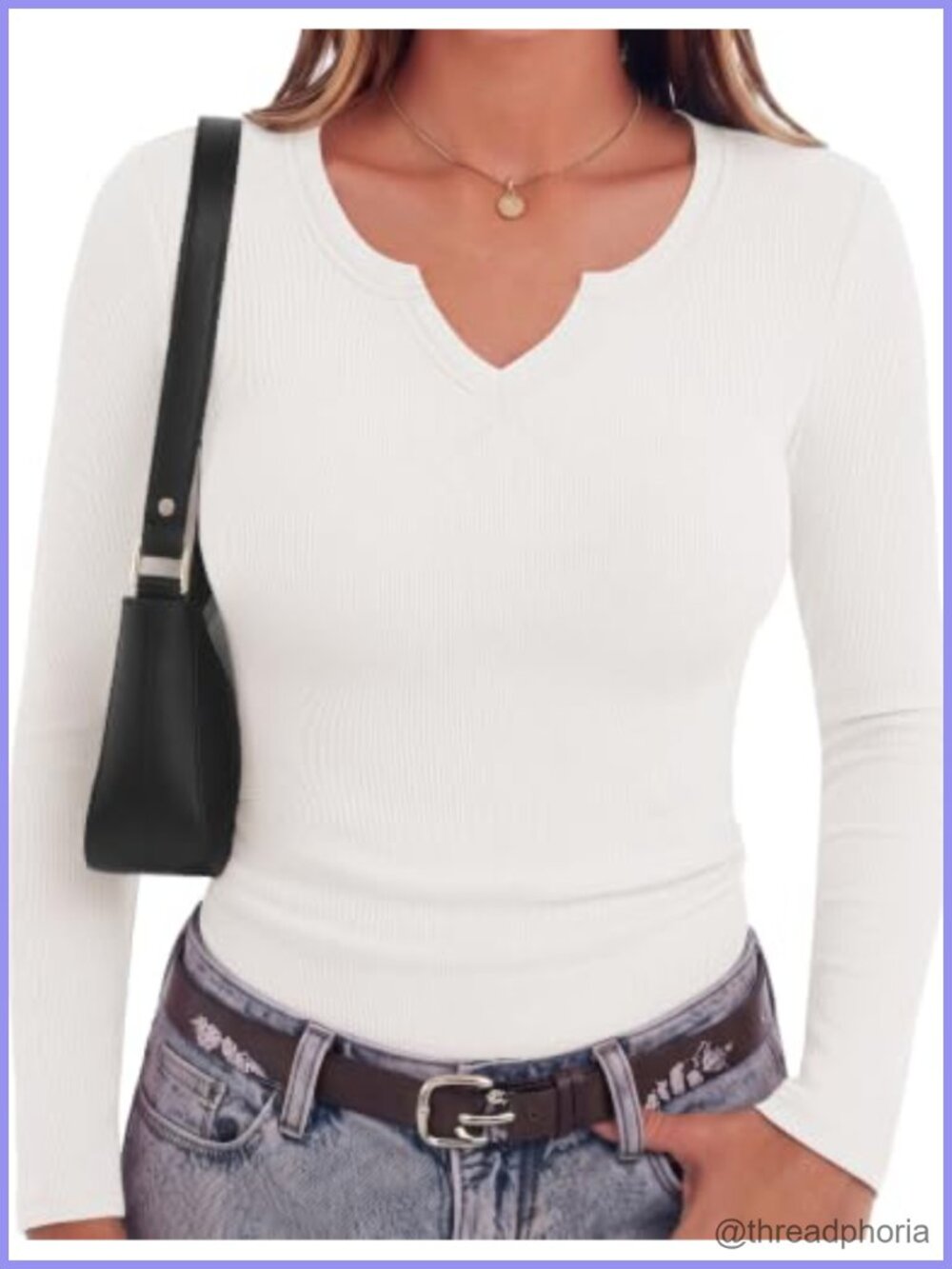 Zeagoo Women Rib Knit Long Sleeve Slim Fit Stretch Basic V-Neck Top Tunic